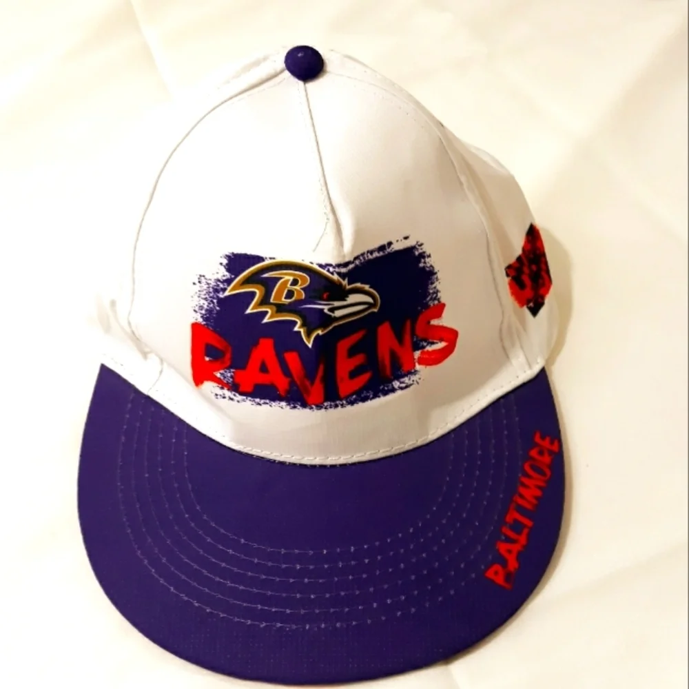 NFL Baltimore Ravens Cap White and Purple Adjustable Ball Cap New with Tag Hat